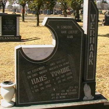 VERMAAK Hans 1947-1993 &amp; Yvonne 1954-1996