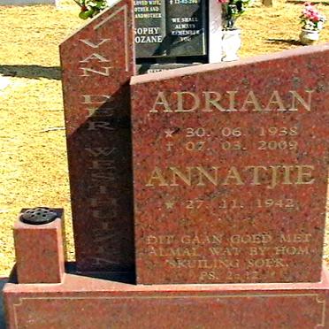 WESTHUIZEN Adriaan, van der 1938-2009 &amp; Annatjie 1942-