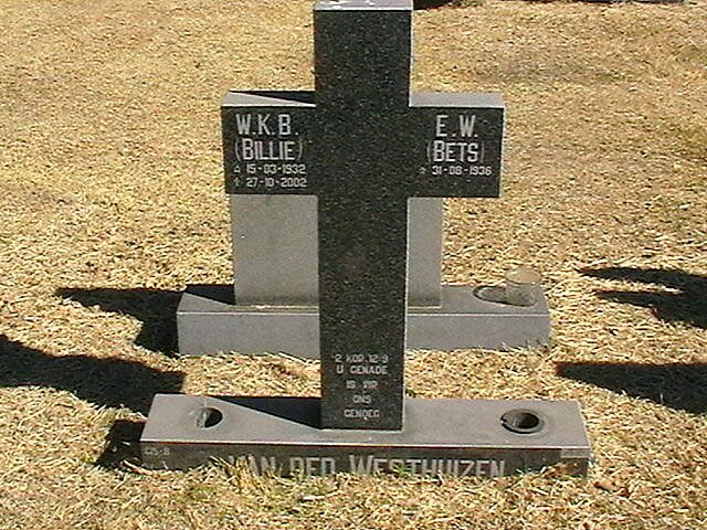WESTHUIZEN W.K.B., van der 1932-2002 &amp; E.W. 1936-