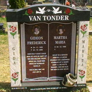 TONDER Gideon Frederick, van 1955-2006 &amp; Martha Maria 1959-