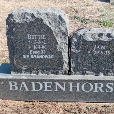 BADENHORST Jan 1935- & Bettie 1942-2006