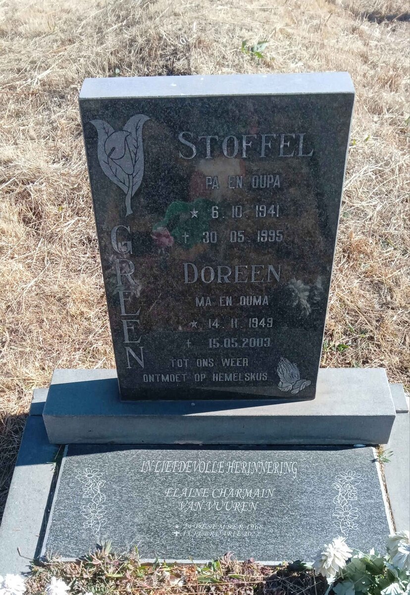 GREEN Stoffel 1941-1995 & Doreen 1949-2003 :: VAN VUUREN Elaine Charmain ? 