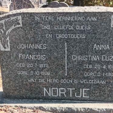 NORTJE Johannes Francois 1878-1958 & Anna Christina Elizabeth 1884-1967