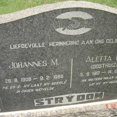 STRYDOM Johannes M. 1906-1965 &amp; Aletta E.F. OOSTHUIZEN 1913-2003
