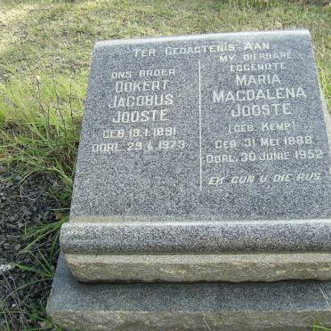 JOOSTE Ockert Jacobus 1891-1973 &amp; Maria Magdalena KEMP 1888-1952