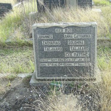 TALJAARD Johannes Zacharias 1862-1944 &amp; Anna Catharina Solomina HATTING 1863-1956