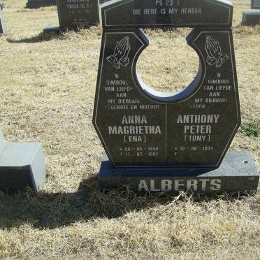 ALBERTS Anthony Peter 1937- &amp; Anna Magrietha 1944-1997