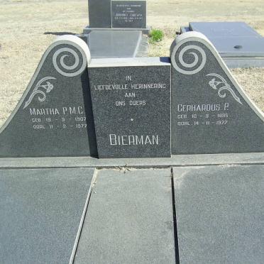BIERMAN Gerhardus P. 1895-1977 &amp; Martha P.M.C. 1907-1977