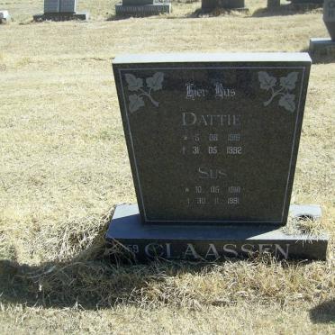 CLAASEN Dattie 1916-1992 &amp; Sus 1918-1991