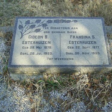 ESTERHUIZEN Gideon B. 1879-1953 &amp; Fransina S. 1877-1953
