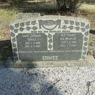 ERWEE David Jacobus 1896-1955 &amp; M.E. MARAIS 1900-1959