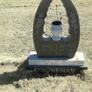 FRONEMAN Jan 1938-  &amp; Hettie 1945-1990