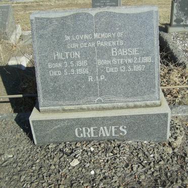 GREAVES Hilton 1916-1956 &amp; Babsie STEYN 1918-1957