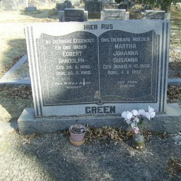 GREEN Egbert Randolph 1890-1960 &amp; Martha Johanna Susanna MARX 1902-1992