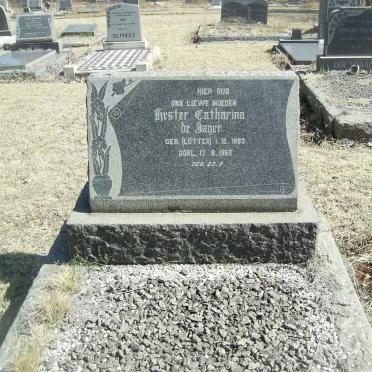 JAGER Hester Catharina, de nee LÖTTER 1883-1963