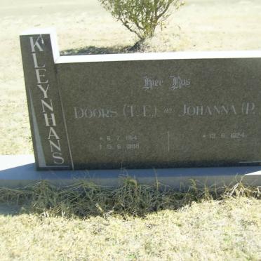 KLEYNHANS T.E. 1914-1988 &amp; Johanna P.J. 1924-