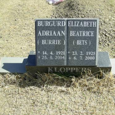 KLOPPERS Burgurd Adriaan 1921-2004 &amp; Elizabeth Beatrice 1925-2000