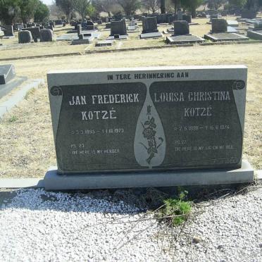 KOTZE Jan Frederick 1895-1973 &amp; Louisa Christina 1898-1974