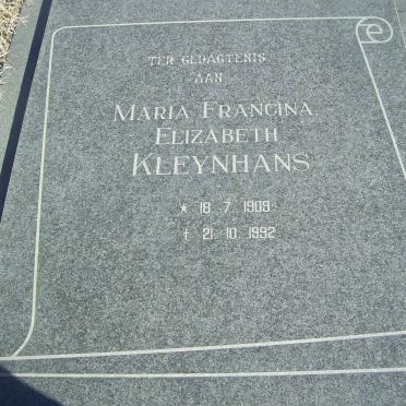 KLEYNHANS Maria Francina Elizabeth 1909-1992