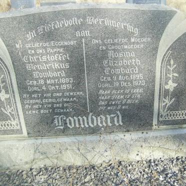 LOMBARD Christoffel Hendrikus 1893-1951 &amp; Rosina Elizabeth 1895-1973