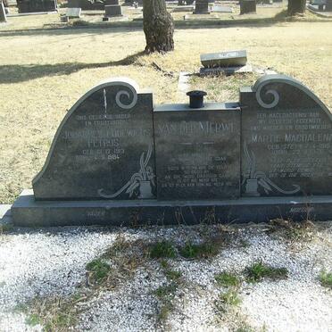 MERWE Johannes Lodewicus Petrus, van der 1913-1984 &amp; Martie Magdalena STEYN 1918-1970