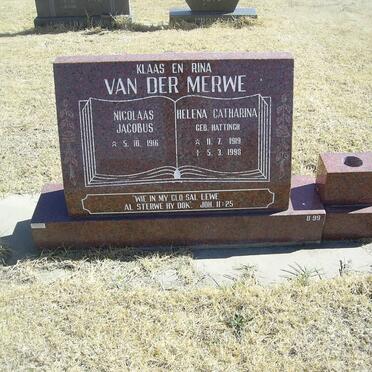 MERWE Nicolaas Jacobus, van der 1916- &amp; Helena Catharina HATTINGH 1919-1998