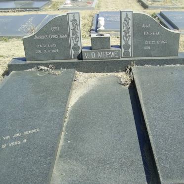 MERWE Gert Jacobus Christiaan, v.d. 1913-1978 &amp; Anna Magrieta 1925-