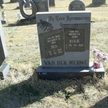 MERWE Hen, van der 1932-1997 &amp; Rykie 1938-