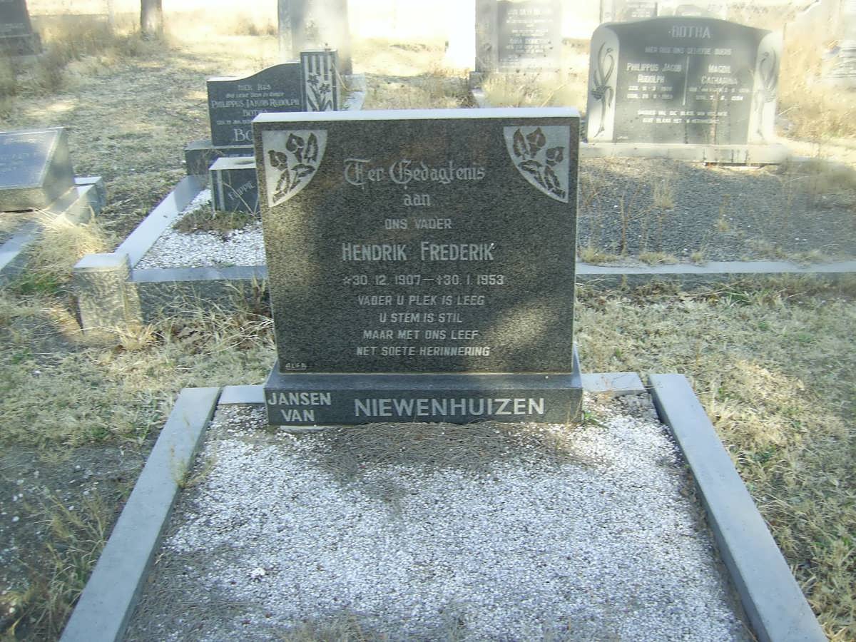 NIEWENHUIZEN Hendrik Frederik, Jansen van 1907-1953