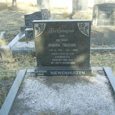 NIEWENHUIZEN Hendrik Frederik, Jansen van 1907-1953