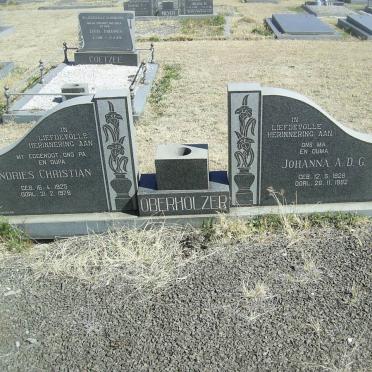 OBERHOLZER Andries Christian 1925-1978 &amp; Johanna A.D.G. 1926-1982