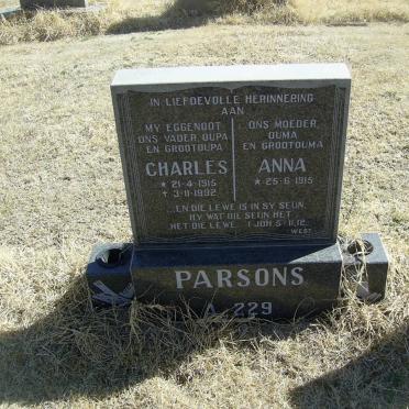 PARSONS Charles 1915-1992 &amp; Anna 1915-