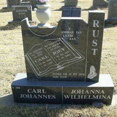 RUST Carl Johannes 1935-1996 &amp; Johanna Wilhelmina 1937-1995