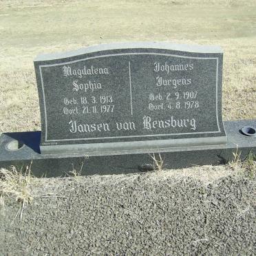 RENSBURG Johannes Jurgens, Jansen van 1907-1978 &amp; Magdalena Sophia 1913-1977