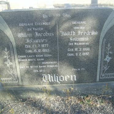 VILJOEN Willem Jacobus Johannes 1877-1953 &amp; Judith Fredrika Salomina WOLMARANS 1886-1992