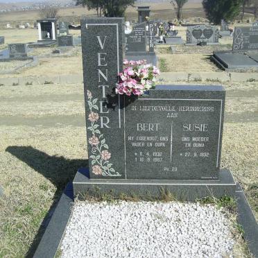 VENTER Bert 1932-1987 &amp; Susie 1932-