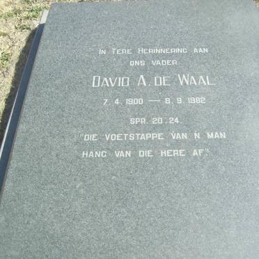 WAAL David A., de 1900-1982