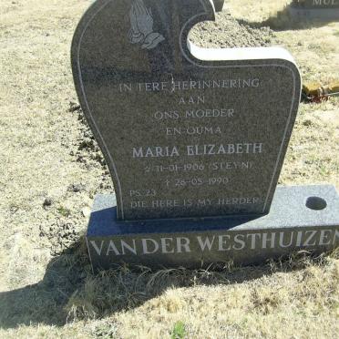 WESTHUIZEN Maria Elizabeth, van der nee STEYN 1906-1990