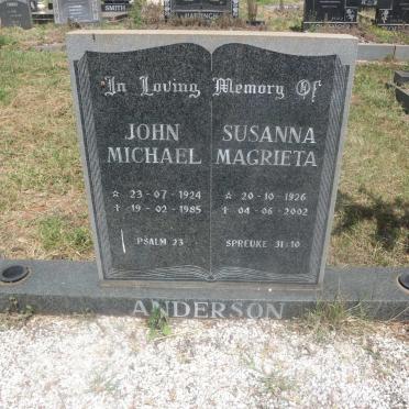ANDERSON John Michael 1924-1985 &amp; Susanna Magrieta 1926-2002