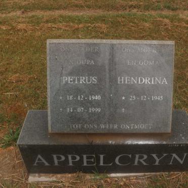 APPELGRYN Petrus 1940-1999 &amp; Hendrina 1945-