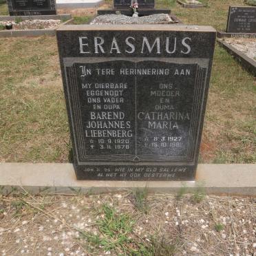 ERASMUS Barend Johannes Liebenberg 1920-1978 &amp; Catharina Maria 1927-1981