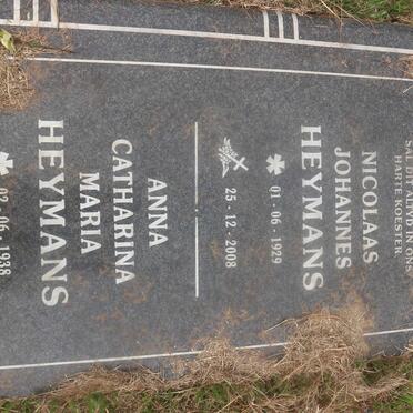 HEYMANS Nicolaas Johannes 1929-2008 &amp; Anna Catharina Maria 1938-
