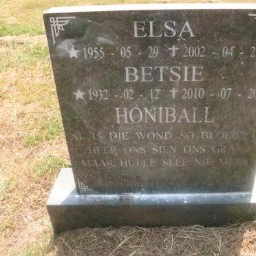 HONIBALL Betsie 1932-2010 ::  HONIBALL Elsa 1955-2002