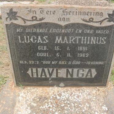HAVENGA Lucas Marthinus 1891-1962