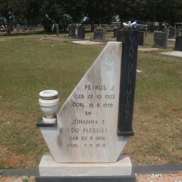 MERWE Petrus J., van der 1903-1979 &amp; Johanna E. DU PLESSIS 1906-1980