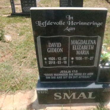 SMAL David Gideon 1926-2018 &amp; Magdalena Elizabeth Maria 1936-