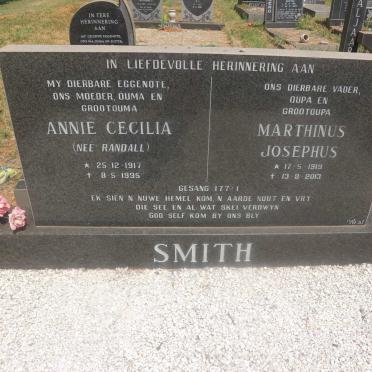 SMITH Marthinus Josephus 1919-2013 &amp; &amp; Annie Cecilia RANDALL 1917-1995