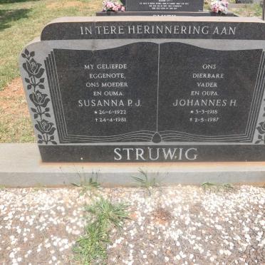 STRUWIG Johannes H. 1918-1987 &amp; Susanna P.J. 1922-1981