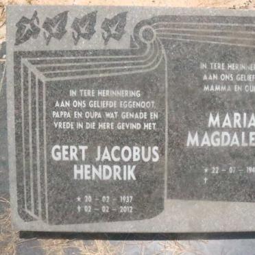 ? Gert Jacobus Hendrik 1937-2012 &amp; Maria Magdalena 1943-