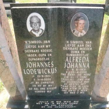 ? Johannes Lodewickus 1931-2000 &amp; Alfreda Johanna 1931-2010